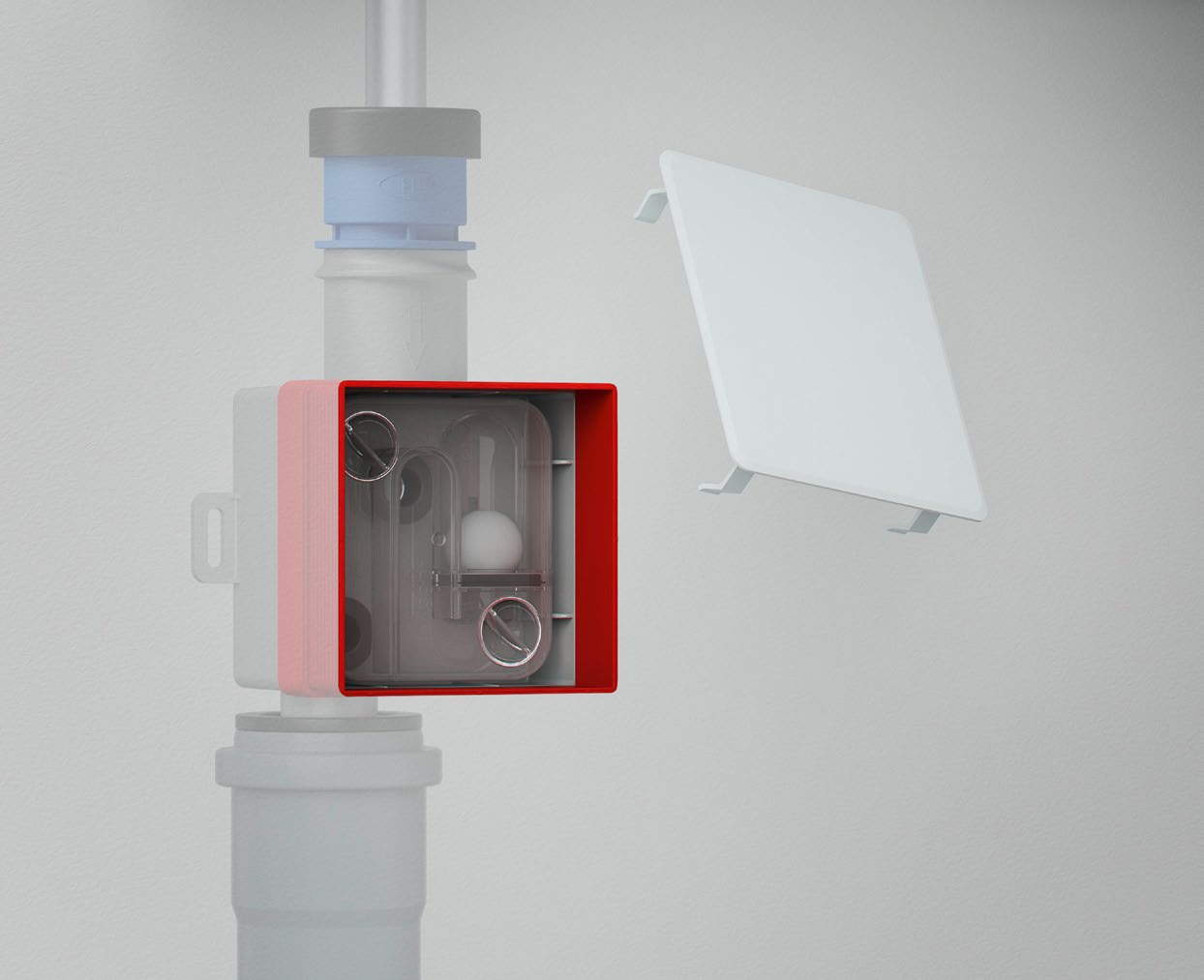The concealed condensate trap 138 closes automatically and prevents sewer gases entering the room.  Photo: Dallmer GmbH + Co. KG