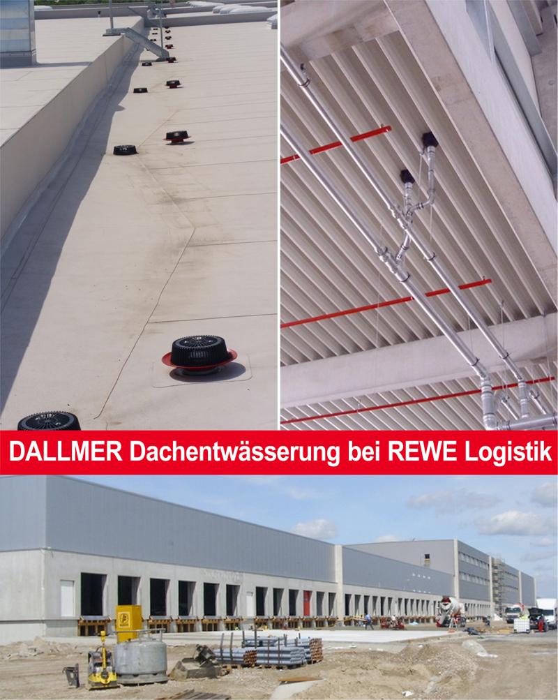 System odwodnienia dachu Dallmer w centrum logistycznym REWE