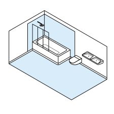 Bathroom with bathtub with shower head and shower enclosure