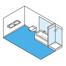 Bathroom with bathtub without shower head with shower tray without shower enclosure